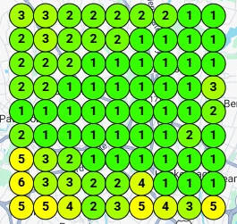 Google ranking grid — 24/7 Drain & Sewer ranking across Bergen County, NJ